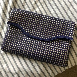 Royal blue & gold clutch